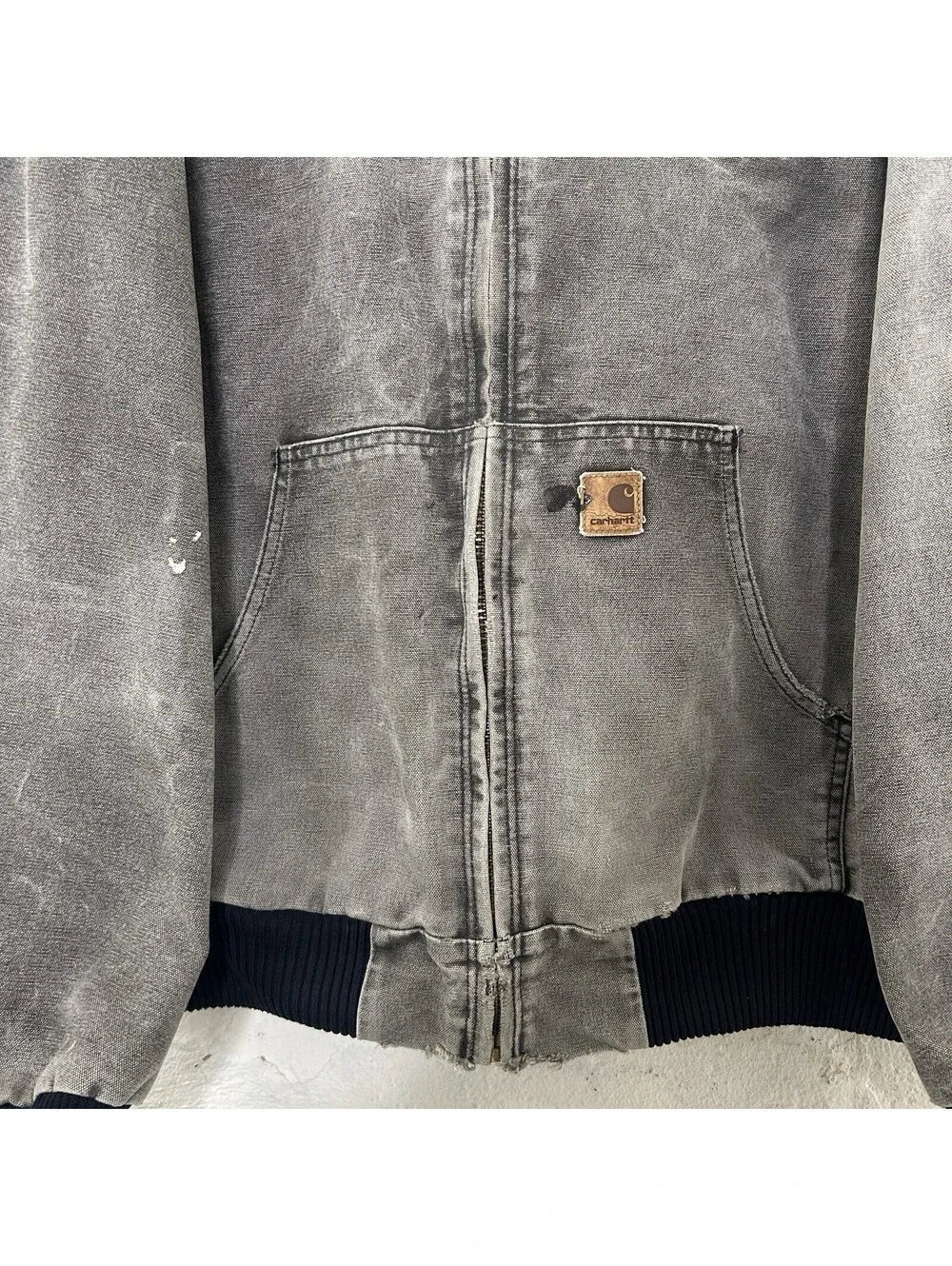 Vintage Faded Carhartt Quilted Hooded Active Jacket “Black”